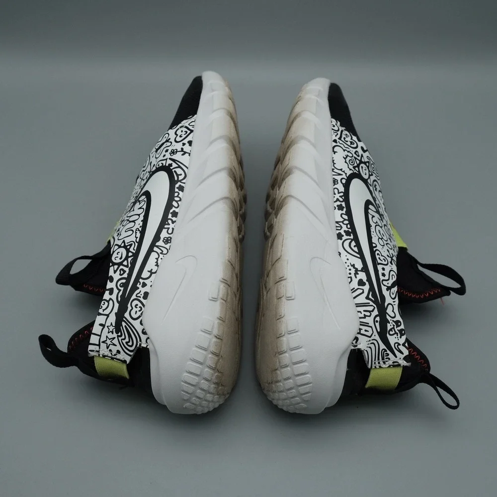 Nike Flex Plus 2 Black White Volt Doodle DV8253-001 6.5Y Women 8 Sneaker